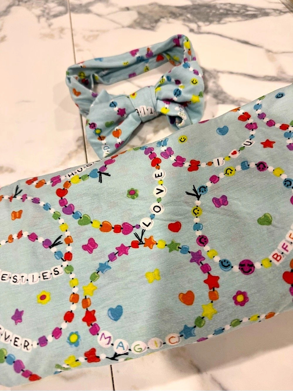 Little Sleepies Swaddle and Bow set Friendship Forever
